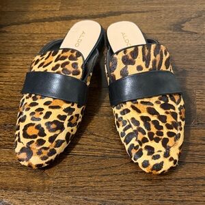 ALDO Leopard Print Mules with Black Strap